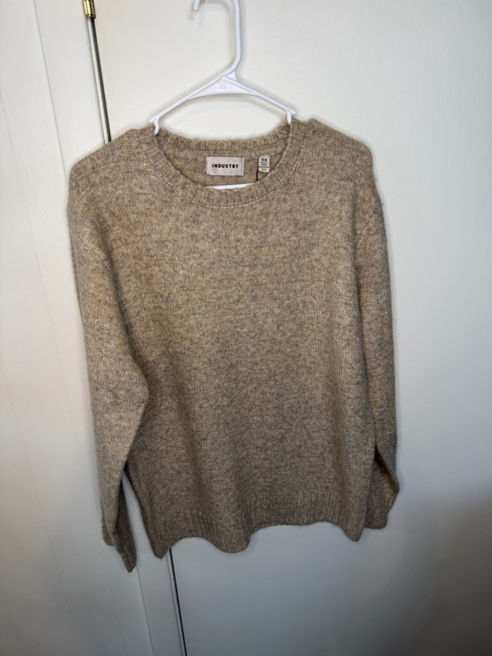 Industry Textured Crewneck Sweater in Heather Taupe